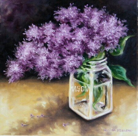 Lilacs in Mason Jar